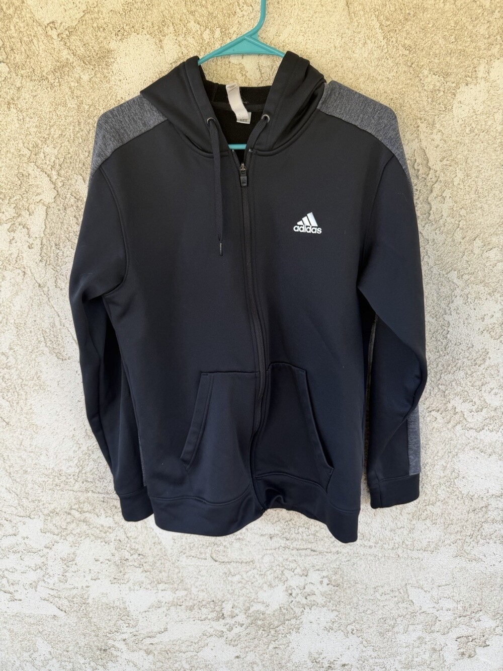 Adidas ClimaWarm Full Zip Hoodie Jacket Mens Medium Black Gray Athletic